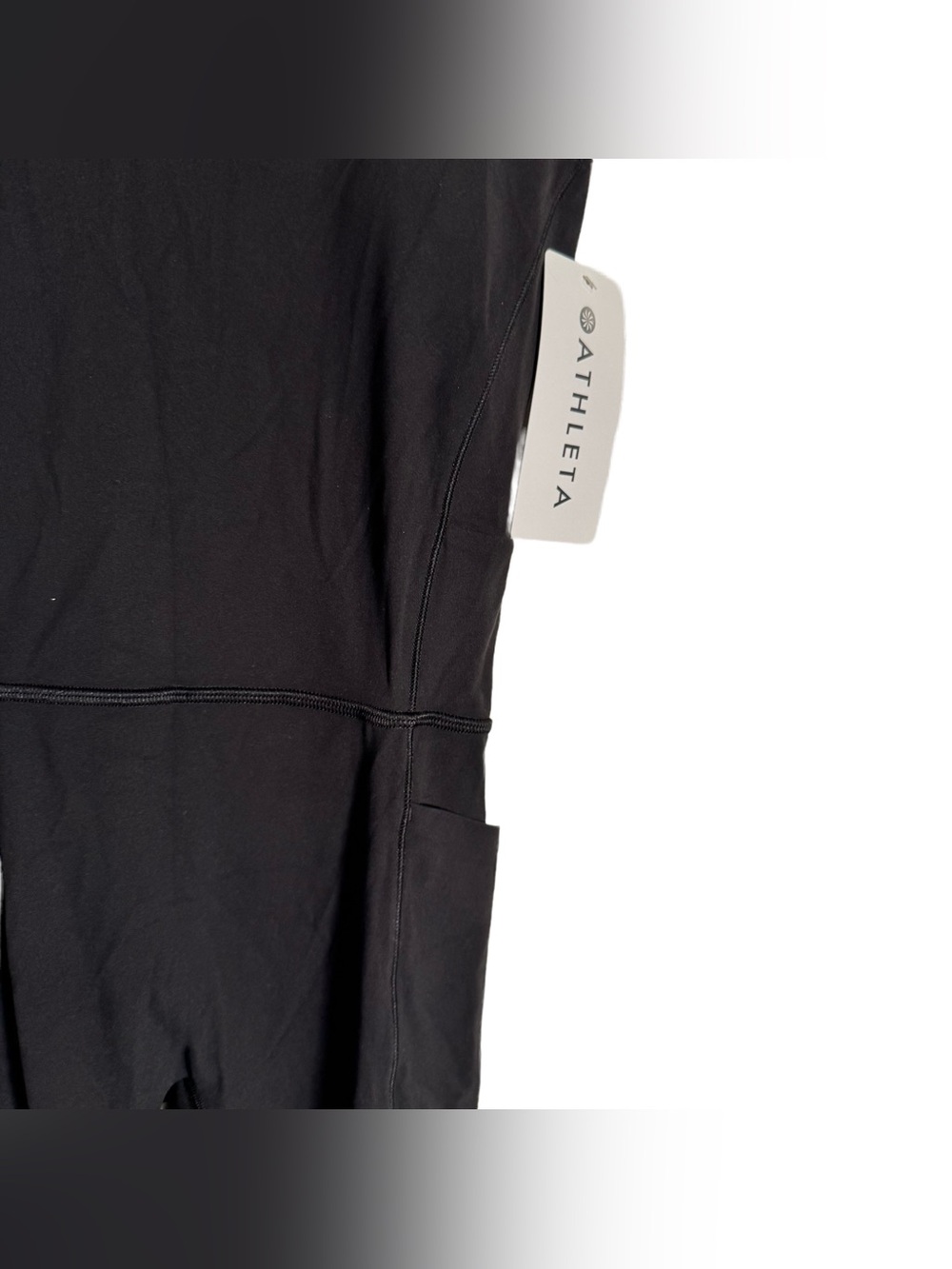 Athleta Salutation Bodysuit Women's XS Black Stretch Pockets Yoga Pilates NWT - Picture 6 of 7